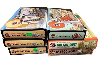 Lot 105 - Airfix 1:32 scale Military Series Desert Outpost (x3), Stronghold, Checkpoint & Bamboo House, all boxed (6)