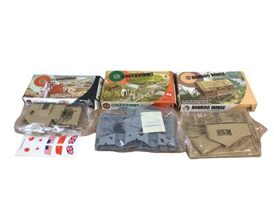 Lot 105 - Airfix 1:32 scale Military Series Desert Outpost (x3), Stronghold, Checkpoint & Bamboo House, all boxed (6)