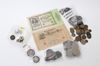 Lot 514 - World - Mixed coins, tokens & banknotes