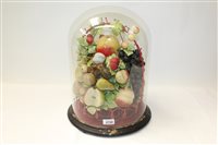 Lot 2720 - Victorian wax fruit display under glass dome,...