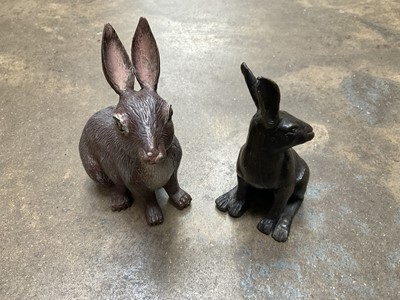 Lot 165 - Two bronze hares