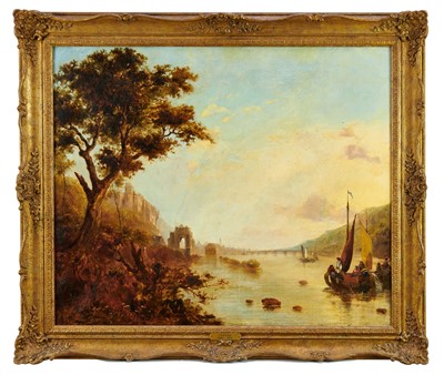 Lot 1311 - James Baker Pyne (1800-1870) oil on canvas - Italian Lake, inscribed verso, 64cm x 77cm, in gilt frame