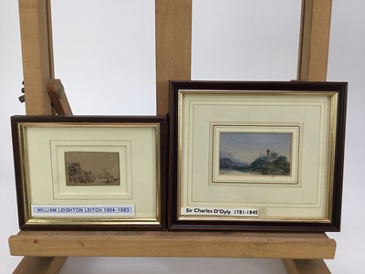 Lot 20 - Group of miniature works on paper, or dolls house paintings including Frederick Mercer (1850-1934) watercolour - Oberweisel, 4 x 5cm, Casimir Raymond (b. 1870) river townscape, 8 x 6cm, Sir Charles...