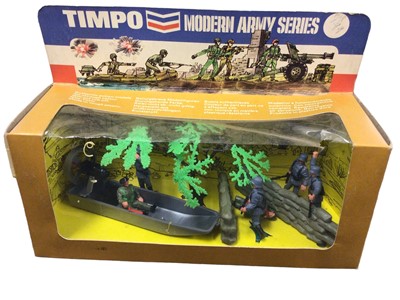 Lot 149 - Timpo Modern Army Series Army Reconnaissance Set No.313, Modern Army Assault No.287. & one othe Mini Sub with Germans, all boxed (3)