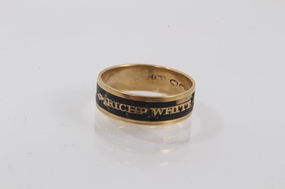 Lot 773 - George III gold and enamel memorial ring named to Richard White 22 March 1806