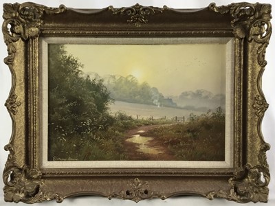 Lot 133 - Christopher Osborne, oil on board, "Twilight Shades" signed also inscribed verso. 
19 x 29cm