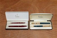 Lot 2909 - Two 1960s Parker fountain pen and pencil sets,...