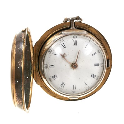 Lot 891 - Georgian silver gilt pair cased pocket watch by Dan Cornwell, Billericay