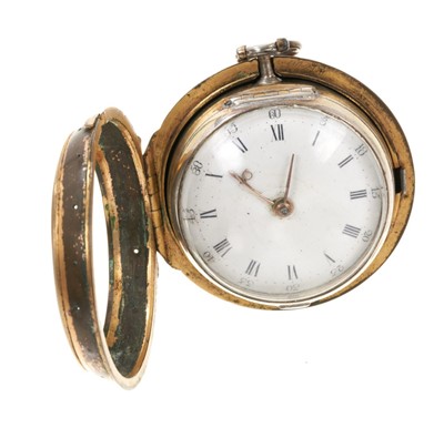 Lot 891 - Georgian silver gilt pair cased pocket watch by Dan Cornwell, Billericay