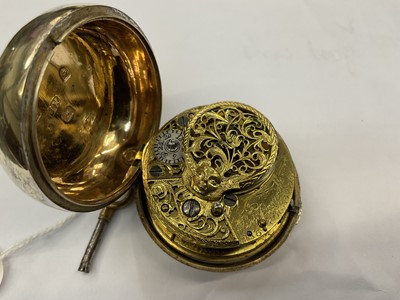 Lot 891 - Georgian silver gilt pair cased pocket watch by Dan Cornwell, Billericay