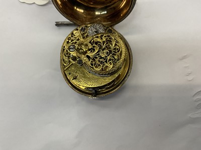 Lot 891 - Georgian silver gilt pair cased pocket watch by Dan Cornwell, Billericay
