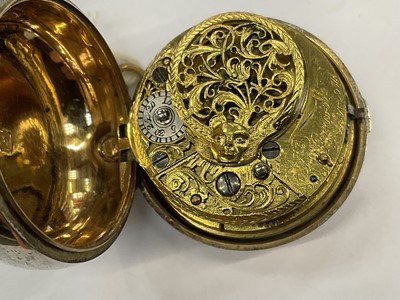 Lot 891 - Georgian silver gilt pair cased pocket watch by Dan Cornwell, Billericay