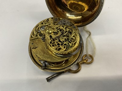 Lot 891 - Georgian silver gilt pair cased pocket watch by Dan Cornwell, Billericay