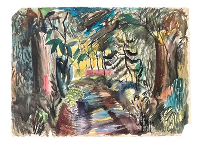 Lot 32 - *Colin Moss (1914-2005), watercolour, wooded lane, 57 x 78cm