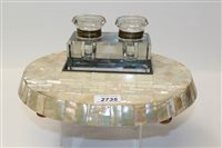 Lot 2735 - Victorian mother of pearl inkstand with two...