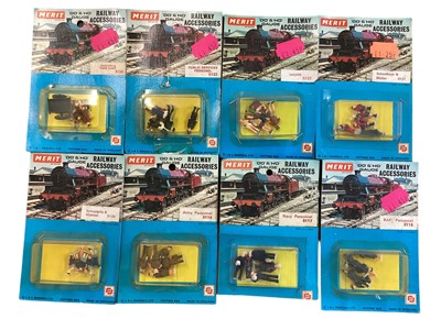 Lot 181 - Merit OO & HO gauge Railway Accessible blister packs with blue card backing Railway including Station Personnel & other people, baggage and parcels, platform details etc (qty)