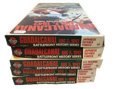 Lot 182 - Airfix Battlefront History Series Guadalcanal Aug 7th 1942 US Marine Assault Forces G1(x3) & Japanese Defence Forces G2 (x2) (5 total)