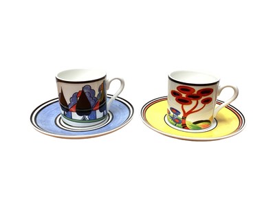 Wedgwood Clarice Cliff Windmill Coffee Can Duo Cafe Chic top Cup And Saucer