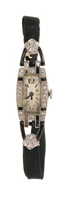 Lot 878 - Art Deco diamond and black onyx cocktail watch