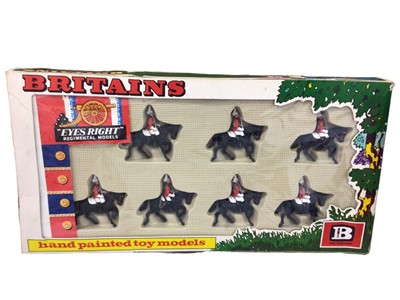 Lot 214 - Britains Eyes Right models boxed set No. 7830 Life Guards, No. 7255 Scots Guards (x2)