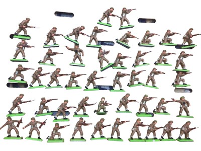 Lot 190 - Britains Deetail loose WWII British Infantry (46) & German Infantry (58) (104 total soldiers)