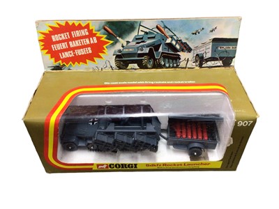 Lot 197 - Corgi diecast Military Models Gift Set 17 Tiger Mk1 Tank, Bell AH-1G Helicopter & Saladin, Gift Set 10 Tank Transporter & Centurion Mk111 Tank, Quad Tractor with ammo trailer & field gun No.909, Ch...