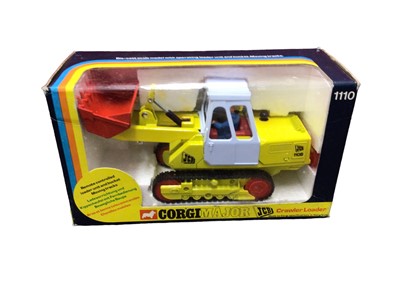 Lot 198 - Corgi die cast Aerial Resue Truck No.1143, Gift Set 15 Land-Rover with horse box, Gift Set 19 Land-Rover, Nipper Aircraft & Trailer, Crawler Loader No.1110, Ford Transit Milt Float No.405, plus oth...