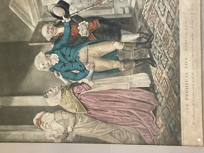 Lot 283 - 'The Prodigal Son taking leave' printed and sold by Carrington Bowles, dated 1791, together with miscellaneous folder of antique prints watercolour drawings and other items ephemera