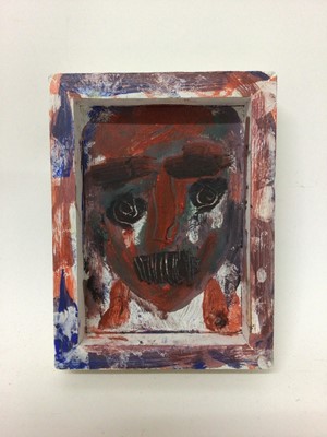 Lot 45 - Peter McCarthy (contemporary) acrylic on board, 'Face at the window', abstract portrait, framed