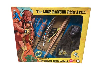 Lot 222 - Marx Toys The Lone Ranger Rides Again The Hidden Silver Mine No7422, The Carson City Bank Robbery No.7420 & The Apache Buffalo Hunt N...