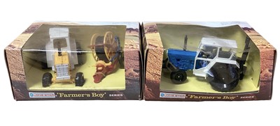 Lot 226 - Lone Star Farmers Boy Series including Tractot & Hay Cart No.1702 (x2), Tractor & Mobile Irrigator No.1721, Tractor & Dozer Excavator No.1724, Tractor & Tipper Hay Truck No.1725, Disc Harrow No.171...
