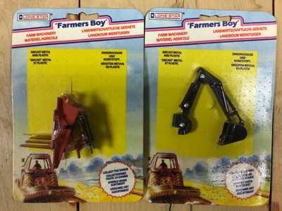 Lot 226 - Lone Star Farmers Boy Series including Tractot & Hay Cart No.1702 (x2), Tractor & Mobile Irrigator No.1721, Tractor & Dozer Excavator No.1724, Tractor & Tipper Hay Truck No.1725, Disc Harrow No.171...