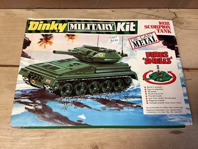 Lot 232 - Dinky Military including Armoured Command Car No.602 (x2), Scorpion Tank Kit No.1038, boxed & loose Leopard Tank, SEPECAT Jaguar, MRCA & Phantom II F-4K aircraft (7)