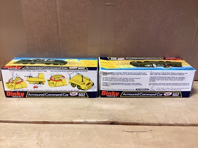 Lot 232 - Dinky Military including Armoured Command Car No.602 (x2), Scorpion Tank Kit No.1038, boxed & loose Leopard Tank, SEPECAT Jaguar, MRCA & Phantom II F-4K aircraft (7)