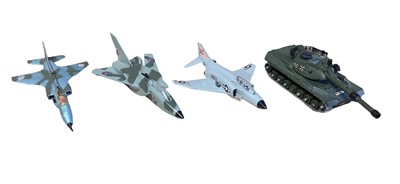 Lot 232 - Dinky Military including Armoured Command Car No.602 (x2), Scorpion Tank Kit No.1038, boxed & loose Leopard Tank, SEPECAT Jaguar, MRCA & Phantom II F-4K aircraft (7)