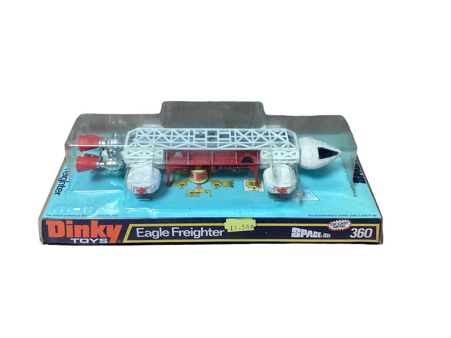 Lot 228 - Dinky Space 1999 Eagle Fighter In blister pack and base No.360, UFO Interceptor (rocket missing) & Lunar Roving vehicle Kit No.1027, all boxed (3)