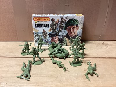 Lot 231 - Matchbox 1:32 scale WWII soldiers including American (x3), Commandos (x2), 8th Army (x2), British (x2), German (x2) & Afrika Korps (x2), all boxed (13 total)