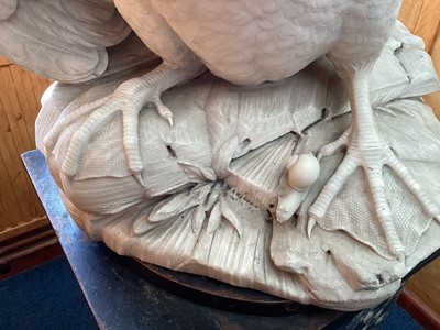Lot 1062 - Attributed to Joseph Gott (1786-1860): Impressive mid 19th century carved marble sculpture of a swan