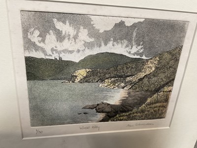 Lot 318 - Group of modern etchings and prints and oil on canvas still life