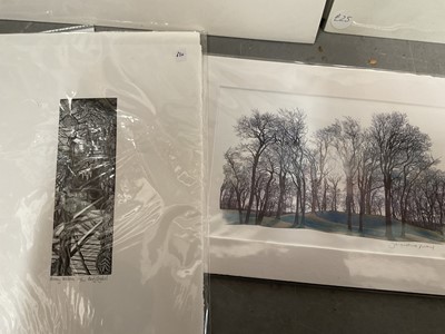 Lot 318 - Group of modern etchings and prints and oil on canvas still life