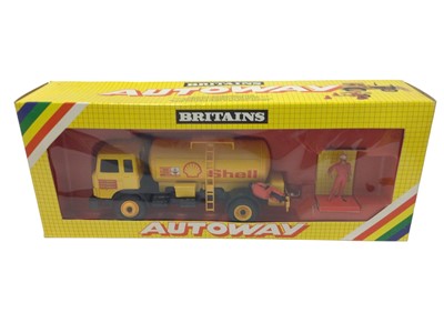 Lot 251 - Britains Autoway series including Land Rover & Low Loader No.9889, Petrol Tanker No.9817, Truck Mixer No.9816 & Land Rover No.9820, boxed (4)