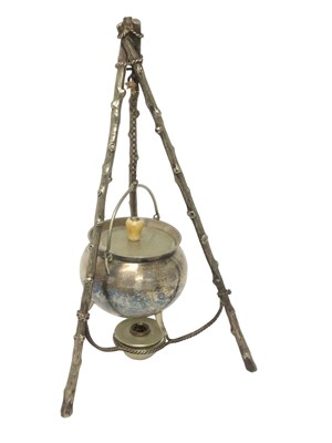 Lot 20 - A Victorian silver plated witch’s cauldron spirit burner
