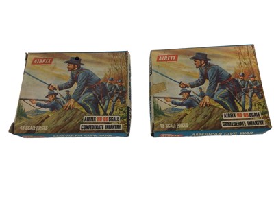 Lot 252 - Airfix HO OO Confederate Infantry, blue box (x2), plus Model Figures Confederate Infantry (x8) & Union Infantry (x4), all boxed (14 total)