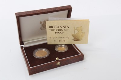 Lot 449 - G.B. - Royal Mint cased Britannia two coin gold proof set to include £25 & £10 coins