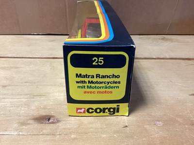 Lot 254 - Corgi Matra Rancho Gift Set No.25 with Matra Rancho with trailer & motorcycles and Gift Set No.10 Jeep and trailer with motorcycles, boxed (box is fragile) (2)