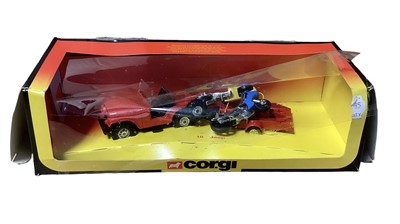 Lot 254 - Corgi Matra Rancho Gift Set No.25 with Matra Rancho with trailer & motorcycles and Gift Set No.10 Jeep and trailer with motorcycles, boxed (box is fragile) (2)