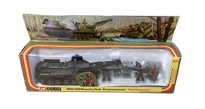 Lot 256 - Corgi AMX 30D Recovery Tank No.908, Saladin Armoured Car No.906, Centurion MKIII Tank No.901 & SU Russian Tank No.905, all boxed (4)