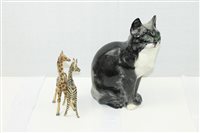 Lot 2234 - Large Winstanley black and white pottery cat...