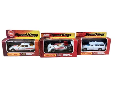 Lot 264 - Matchbox Speed Kings Mercedes Ambulance K-63, Emergency Doctor K-62, Formula 1 Surtees K-44, plus Corgi Elf Tyrell Prjct 34 No.162, all boxed (4)