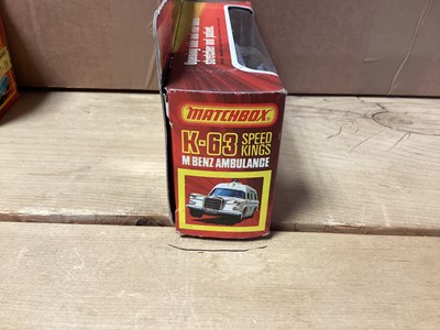 Lot 264 - Matchbox Speed Kings Mercedes Ambulance K-63, Emergency Doctor K-62, Formula 1 Surtees K-44, plus Corgi Elf Tyrell Prjct 34 No.162, all boxed (4)